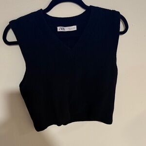 Zara Black V-Neck Knit Vest